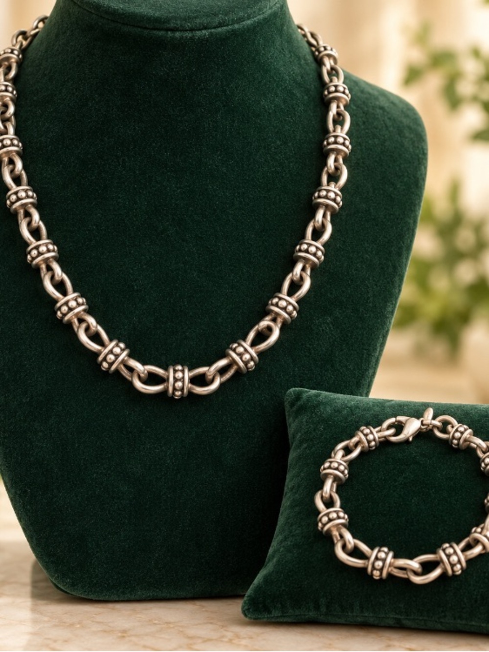 Premiere Designs Silver Link Necklace & Bracelet Set